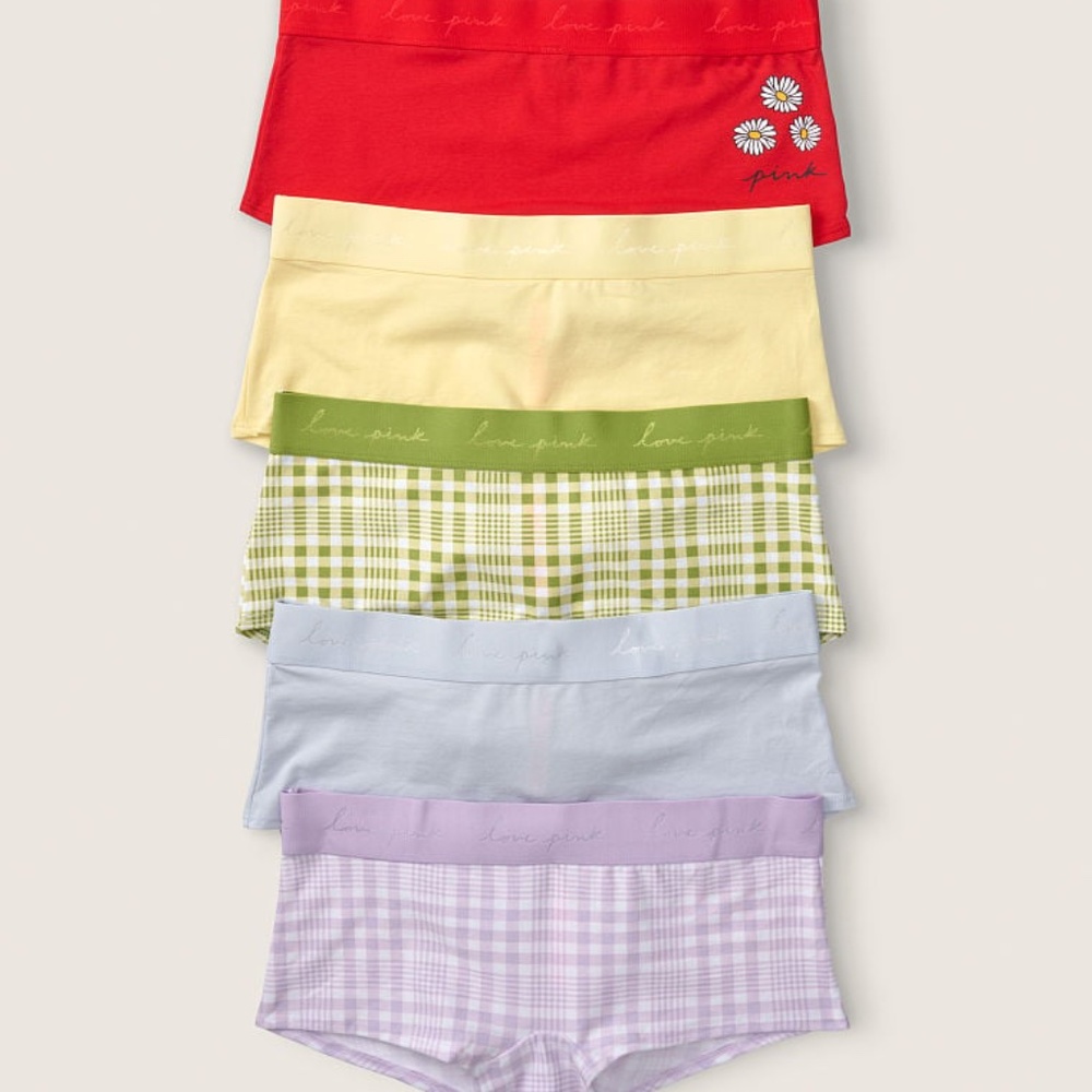 Victoria's Secret PINK Logo Boyshort Pack of 5 Multi Color Medium NEW